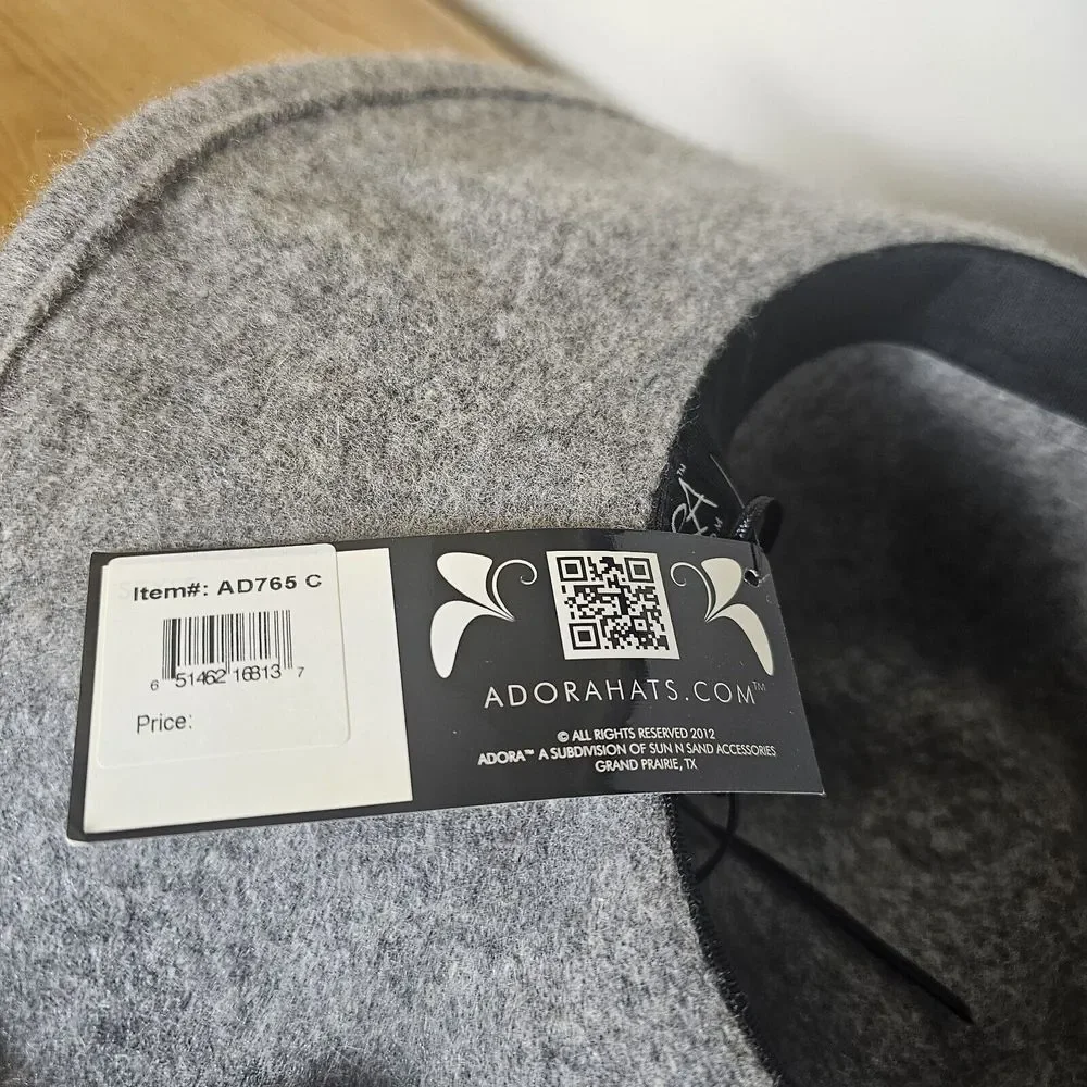 NWT‎ Adora Wide Brim 100% Wool Felted Gray Hat Fringe Southwest Boho Floppy OS